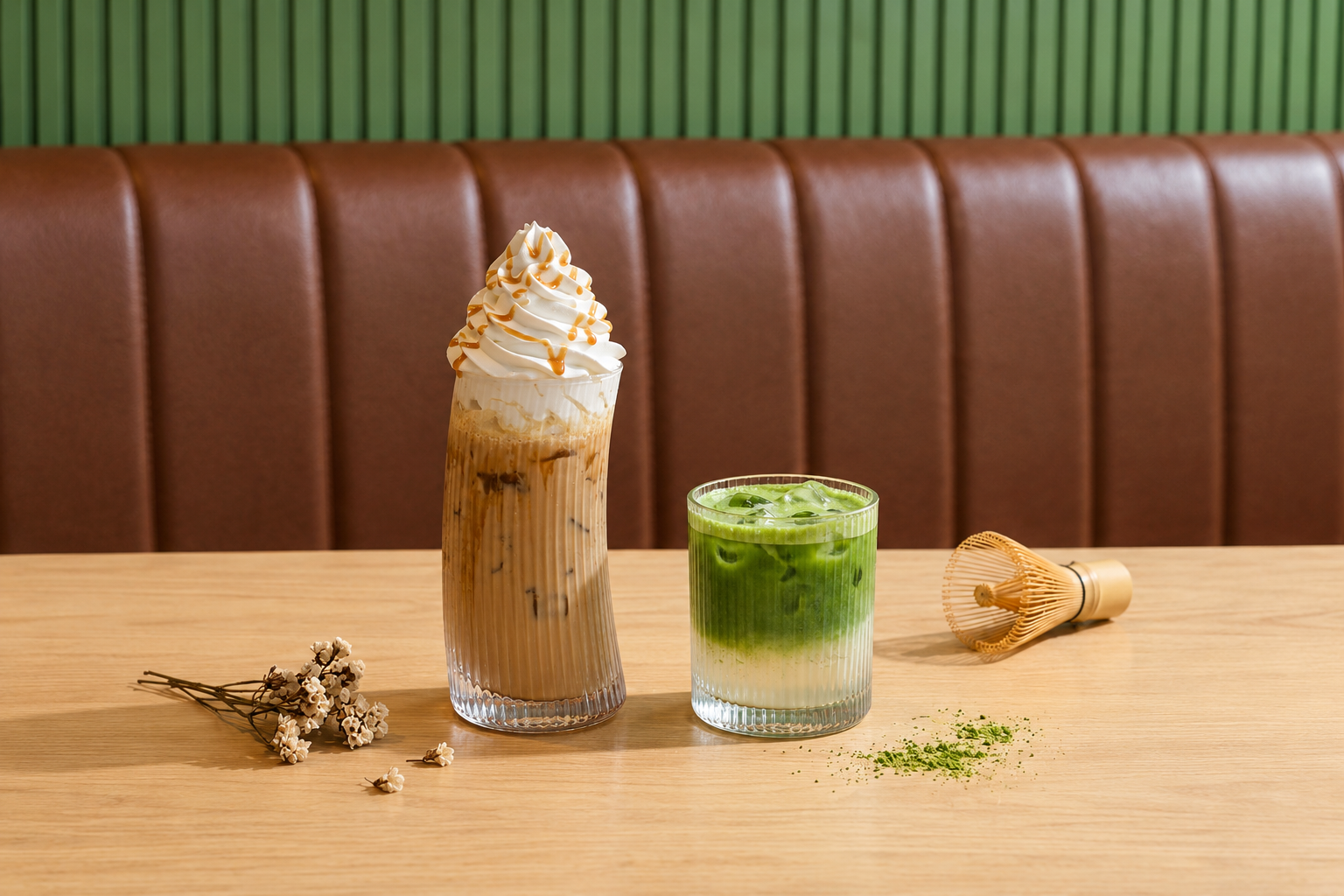 Café Latte and Matcha Still Life